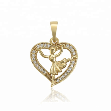 34500 XUPING fashion Synthetic CZ  14K gold color little girl heart shape   pendant